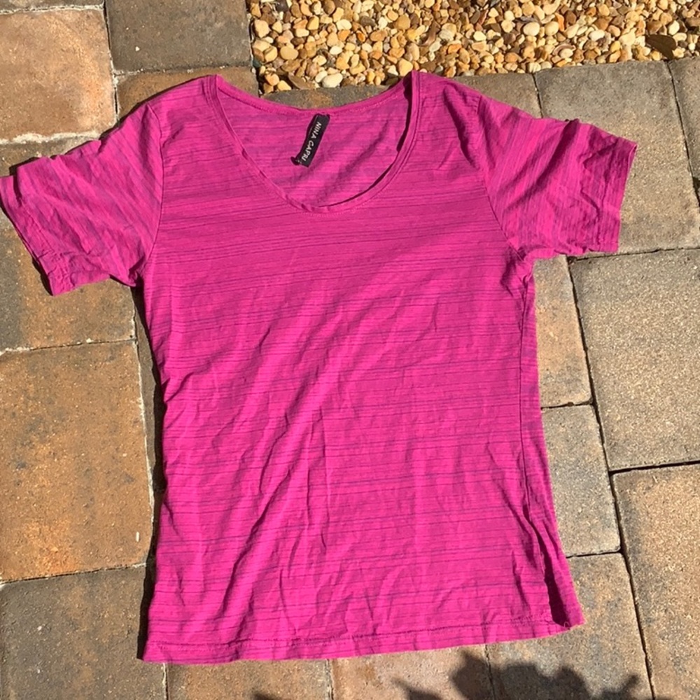 NINA CAPRI STRIPED SHORT SLEEVE T-SHIRT, 100% COTTON, SIZE MEDIUM